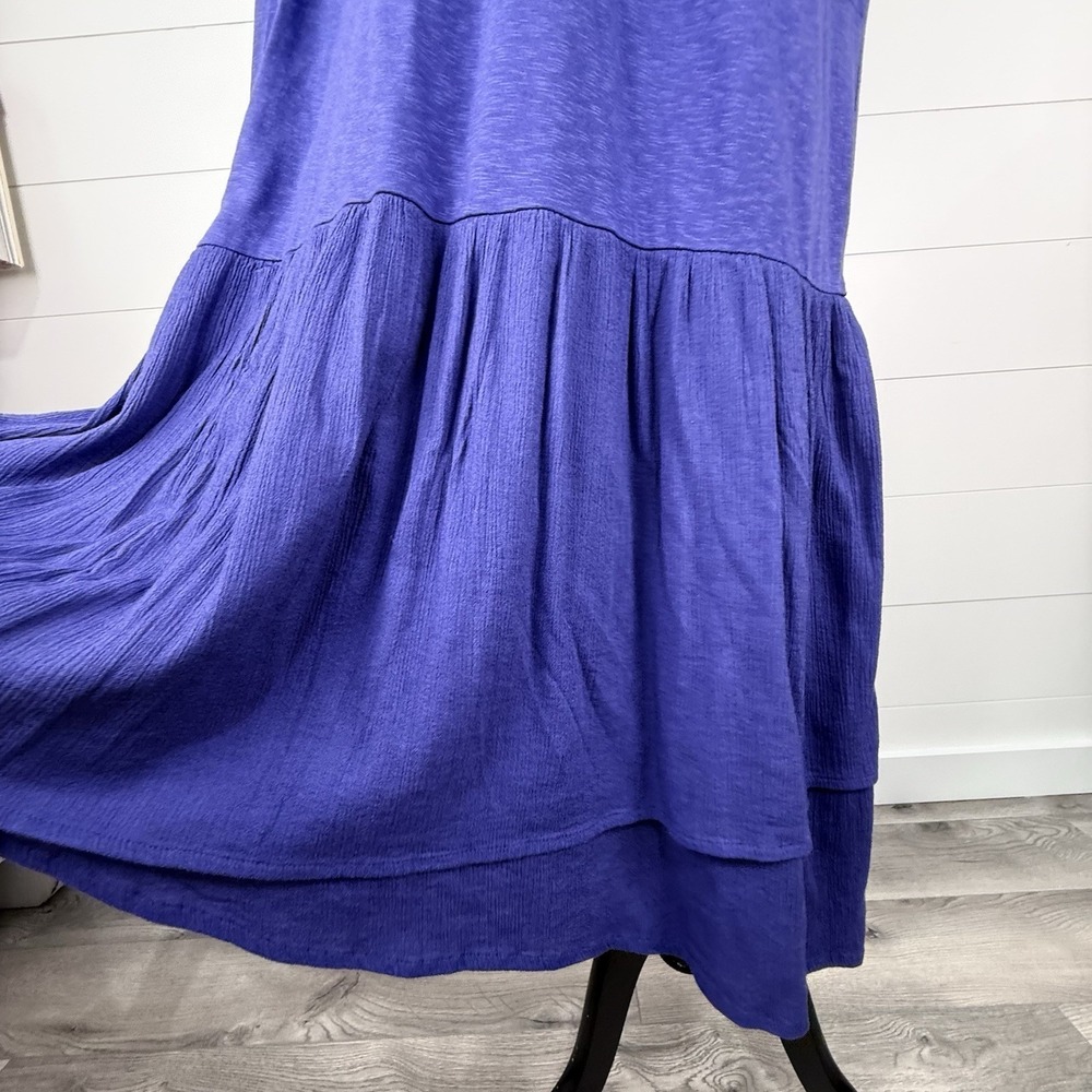 J Jill Drop Waist Maxi Sun T Shirt Dress Plus Women 3X Purple Gauze Tiered Hem - Picture 4 of 6